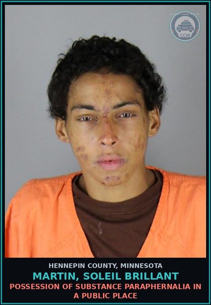 CCW arrest card for MARTIN, SOLEIL BRILLANT in Hennepin County: OBSTRUCT LEGAL PROCESS-LAWFUL EXECUTION LEGAL PROCESS