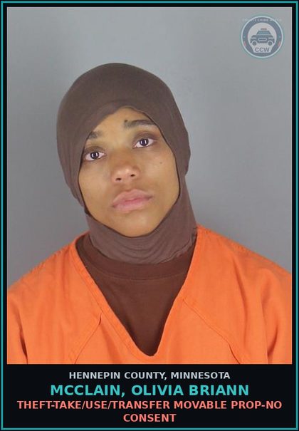 CCW arrest card for MCCLAIN, OLIVIA BRIANN in Hennepin County: OTHER COUNTY/GM & MISD