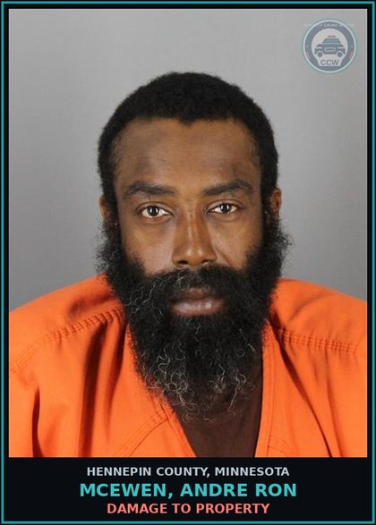 CCW arrest card for MCEWEN, ANDRE RON in Hennepin County: DAMAGE TO PROPERTY