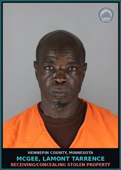CCW arrest card for MCGEE, LAMONT TARRENCE in Hennepin County: RECEIVING/CONCEALING STOLEN PROPERTY