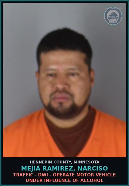 CCW arrest card for MEJIA RAMIREZ, NARCISO in Hennepin County: TRAFFIC - DWI - OPERATE MOTOR VEHICLE UNDER INFLUENCE OF ALCOHOL