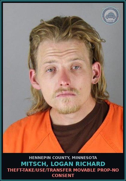 CCW arrest card for MITSCH, LOGAN RICHARD in Hennepin County: DRUGS - 5TH DEGREE - POSSESS SCHEDULE 1,2,3,4 OR PARAPHERNALIA RESIDUAL - NOT Canna/HEMP