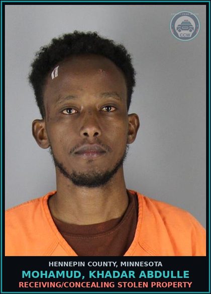 CCW arrest card for MOHAMUD, KHADAR ABDULLE in Hennepin County: RECEIVING/CONCEALING STOLEN PROPERTY