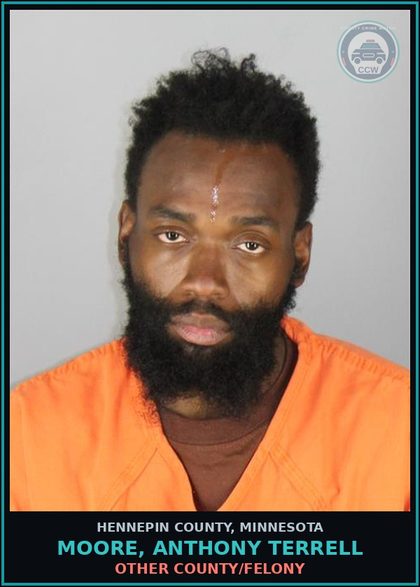 CCW arrest card for MOORE, ANTHONY TERRELL in Hennepin County: OTHER COUNTY/FELONY