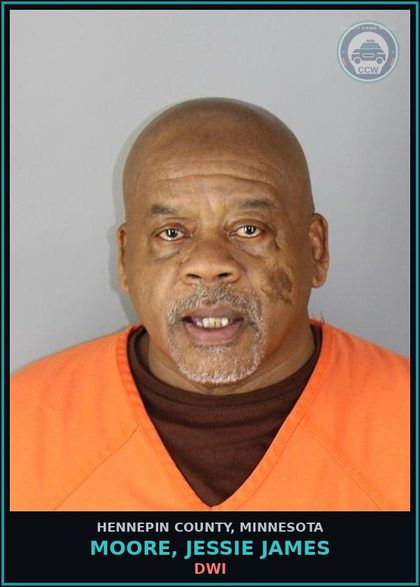 CCW arrest card for MOORE, JESSIE JAMES in Hennepin County: DRIVING AFTER CANCELLATION IPS