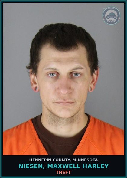 CCW arrest card for NIESEN, MAXWELL HARLEY in Hennepin County: THEFT