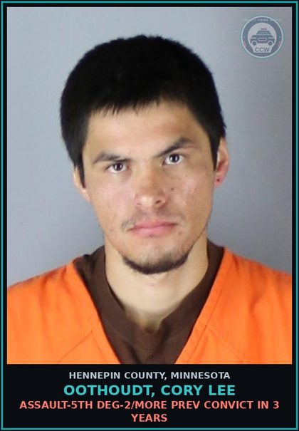 CCW arrest card for OOTHOUDT, CORY LEE in Hennepin County: PROHIB F/POSS PISTOL-POSSESS/USE TEAR GAS/STUN GUN