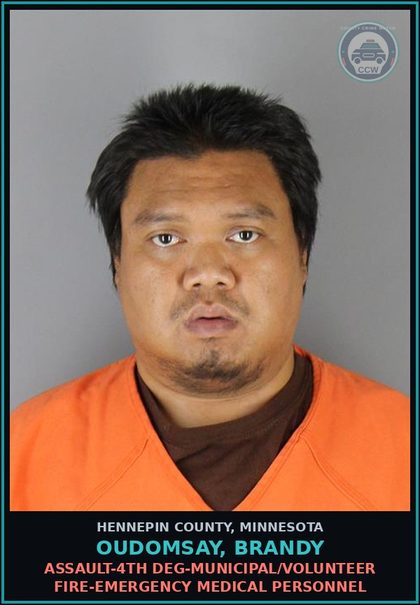 CCW arrest card for OUDOMSAY, BRANDY in Hennepin County: ASSAULT-4TH DEG-MUNICIPAL/VOLUNTEER FIRE-EMERGENCY MEDICAL PERSONNEL