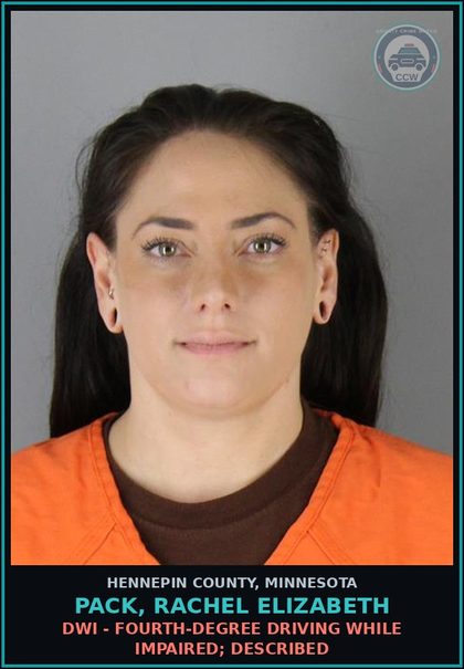 CCW arrest card for PACK, RACHEL ELIZABETH in Hennepin County: DWI - FOURTH-DEGREE DRIVING WHILE IMPAIRED; DESCRIBED