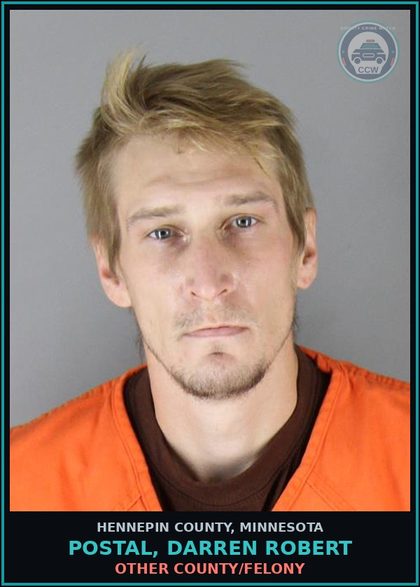 CCW arrest card for POSTAL, DARREN ROBERT in Hennepin County: DRUGS - 5TH DEGREE - POSSESS SCHEDULE 1,2,3,4 OR PARAPHERNALIA RESIDUAL - NOT Canna/HEMP