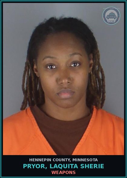 CCW arrest card for PRYOR, LAQUITA SHERIE in Hennepin County: WEAPONS