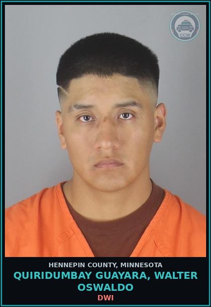 CCW arrest card for QUIRIDUMBAY GUAYARA, WALTER OSWALDO in Hennepin County: DWI