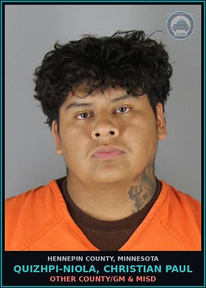 CCW arrest card for QUIZHPI-NIOLA, CHRISTIAN PAUL in Hennepin County: OTHER COUNTY/GM & MISD