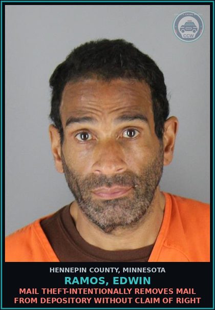 CCW arrest card for RAMOS, EDWIN in Hennepin County: DRUGS - 5TH DEGREE - POSSESS SCHEDULE 1,2,3,4 OR PARAPHERNALIA RESIDUAL - NOT Canna/HEMP