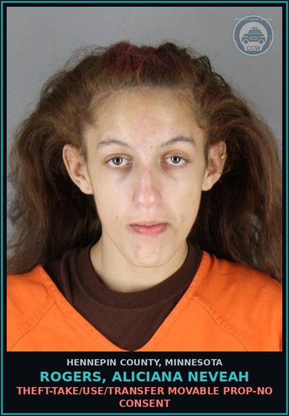 CCW arrest card for ROGERS, ALICIANA NEVEAH in Hennepin County: OTHER COUNTY/GM & MISD