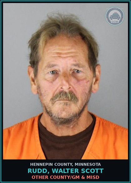 CCW arrest card for RUDD, WALTER SCOTT in Hennepin County: OTHER COUNTY/GM & MISD