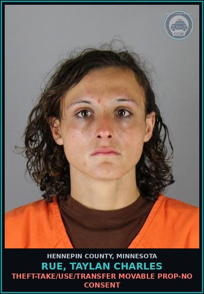 CCW arrest card for RUE, TAYLAN CHARLES in Hennepin County: TRANSIT CRIME - DAMAGES A TRANSIT VEHICLE/FACILITY; FOURTH DEGREE CRIMINAL DAMAGE TO PROPERTY