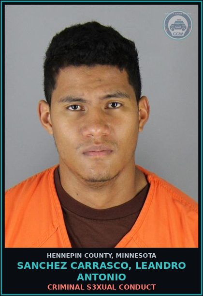 CCW arrest card for SANCHEZ CARRASCO, LEANDRO ANTONIO in Hennepin County: CRIMINAL s3xual CONDUCT
