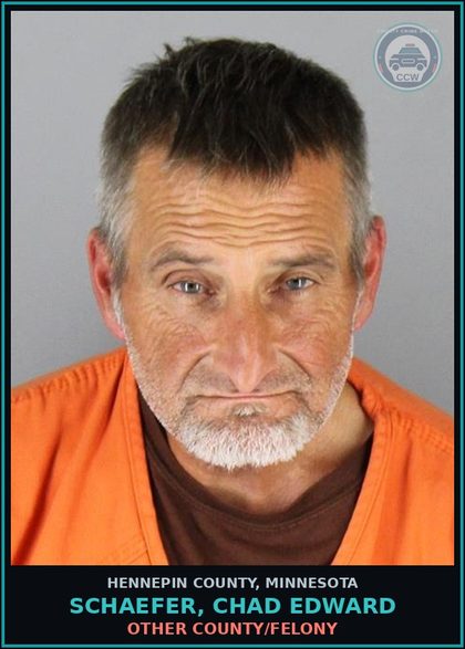 CCW arrest card for SCHAEFER, CHAD EDWARD in Hennepin County: DRUGS - 5TH DEGREE - POSSESS SCHEDULE 1,2,3,4 OR PARAPHERNALIA RESIDUAL - NOT Canna/HEMP