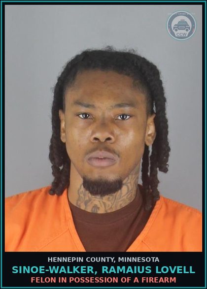 CCW arrest card for SINOE-WALKER, RAMAIUS LOVELL in Hennepin County: FELON IN POSSESSION OF A FIREARM