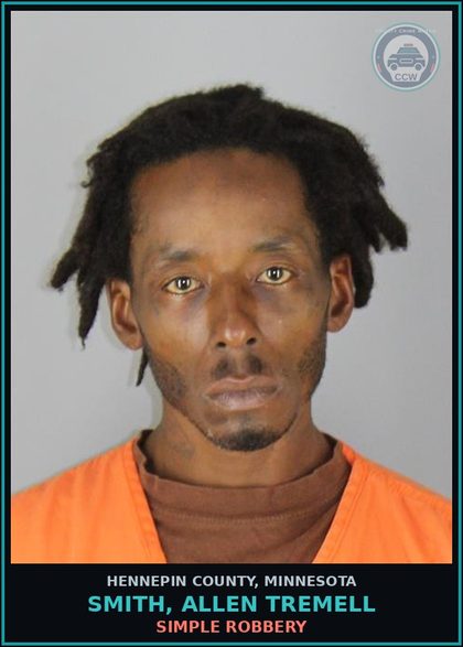 CCW arrest card for SMITH, ALLEN TREMELL in Hennepin County: SIMPLE ROBBERY