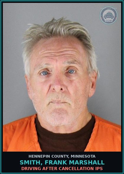 CCW arrest card for SMITH, FRANK MARSHALL in Hennepin County: DRIVING AFTER CANCELLATION IPS