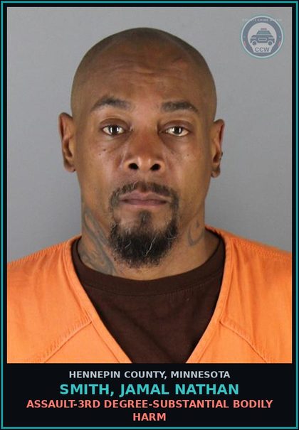 CCW arrest card for SMITH, JAMAL NATHAN in Hennepin County: ASSAULT-3RD DEGREE-SUBSTANTIAL BODILY HARM