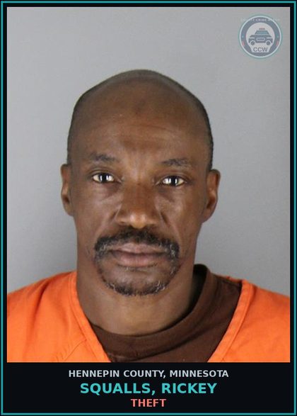 CCW arrest card for SQUALLS, RICKEY in Hennepin County: THEFT