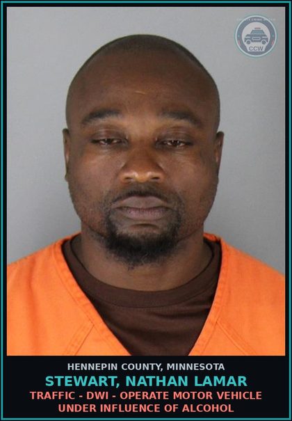 CCW arrest card for STEWART, NATHAN LAMAR in Hennepin County: TRAFFIC - DWI - OPERATE MOTOR VEHICLE UNDER INFLUENCE OF ALCOHOL