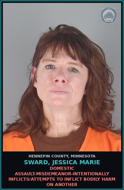 CCW arrest card for SWARD, JESSICA MARIE in Hennepin County: DOMESTIC ASSAULT-MISDEMEANOR-INTENTIONALLY INFLICTS/ATTEMPTS TO INFLICT BODILY HARM ON ANOTHER
