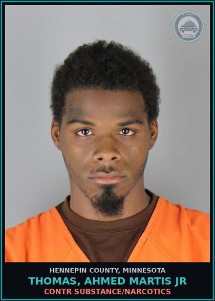 CCW arrest card for THOMAS, AHMED MARTIS JR in Hennepin County: contr substance/NARCOTICS