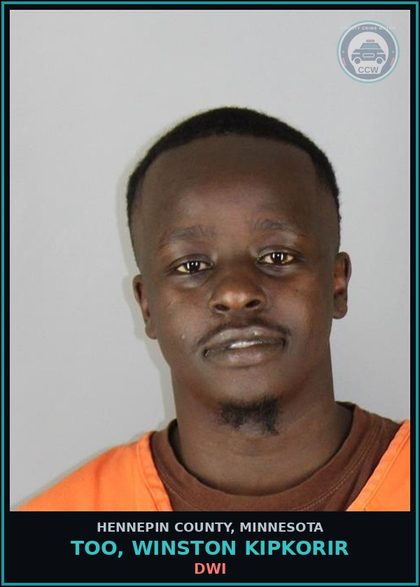 CCW arrest card for TOO, WINSTON KIPKORIR in Hennepin County: DWI