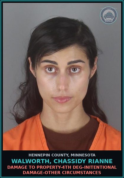 CCW arrest card for WALWORTH, CHASSIDY RIANNE in Hennepin County: DAMAGE TO PROPERTY-4TH DEG-INITENTIONAL DAMAGE-OTHER CIRCUMSTANCES