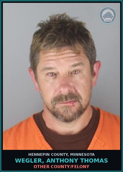 CCW arrest card for WEGLER, ANTHONY THOMAS in Hennepin County: DRUGS - 5TH DEG