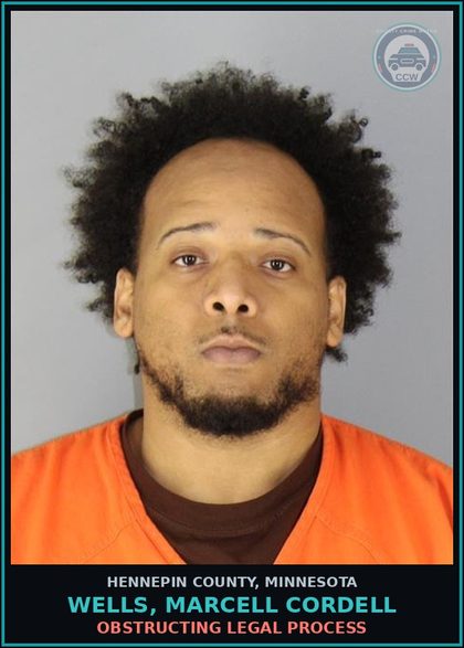 CCW arrest card for WELLS, MARCELL CORDELL in Hennepin County: OBSTRUCTING LEGAL PROCESS