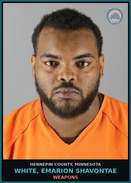 CCW arrest card for WHITE, EMARION SHAVONTAE in Hennepin County: WEAPONS