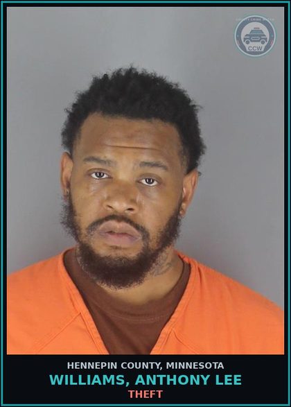 CCW arrest card for WILLIAMS, ANTHONY LEE in Hennepin County: THEFT
