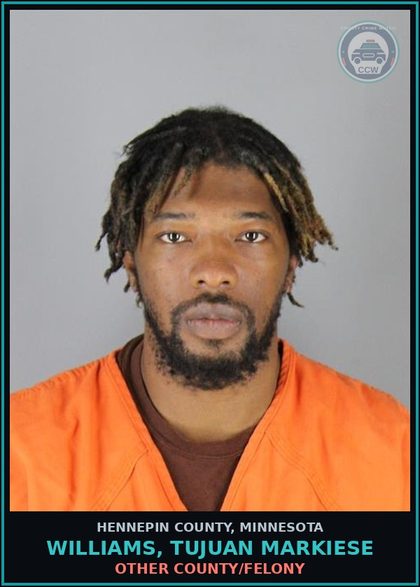 CCW arrest card for WILLIAMS, TUJUAN MARKIESE in Hennepin County: OTHER COUNTY/GM & MISD