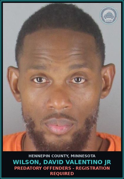 CCW arrest card for WILSON, DAVID VALENTINO JR in Hennepin County: PREDATORY OFFENDERS - REGISTRATION REQUIRED