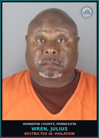 CCW arrest card for WREN, JULIUS in Hennepin County: RESTRICTED DL VIOLATION
