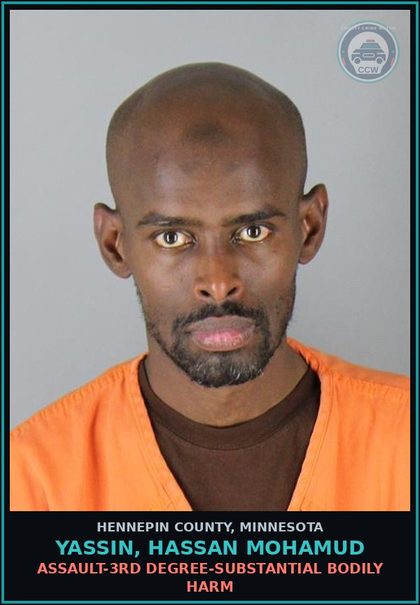 CCW arrest card for YASSIN, HASSAN MOHAMUD in Hennepin County: ASSAULT-3RD DEGREE-SUBSTANTIAL BODILY HARM