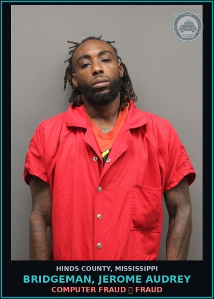 CCW arrest card for Bridgeman, Jerome Audrey in Hinds County: Traffic: Careless Driving