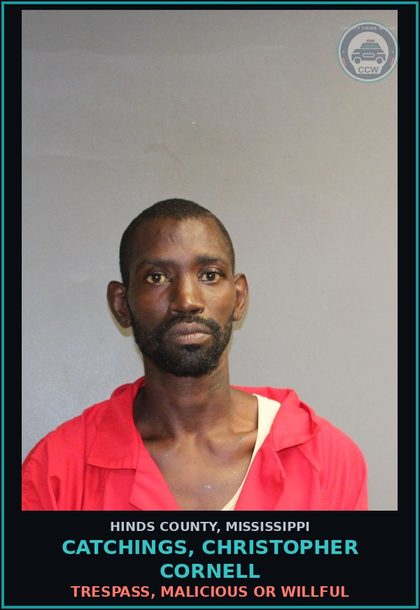 CCW arrest card for Catchings, Christopher Cornell in Hinds County: SIMPLE DOMESTIC VIOLENCE