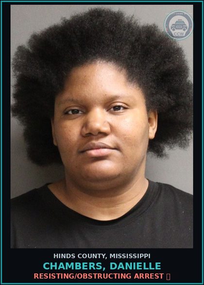CCW arrest card for Chambers, Danielle in Hinds County: Disturbing Public Peace