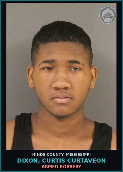 CCW arrest card for Dixon, Curtis Curtaveon in Hinds County: ARMED ROBBERY
