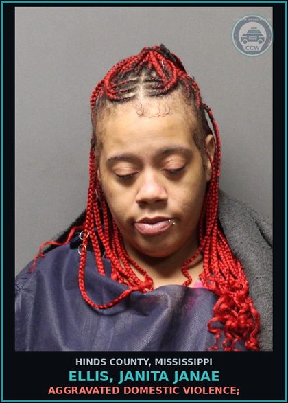 CCW arrest card for Ellis, Janita Janae in Hinds County: Aggravated Domestic Violence;