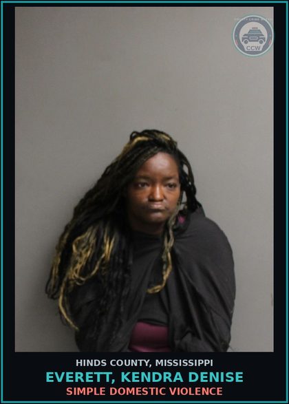 CCW arrest card for Everett, Kendra Denise in Hinds County: SIMPLE DOMESTIC VIOLENCE