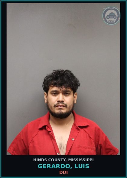 CCW arrest card for Gerardo, Luis in Hinds County: DUI