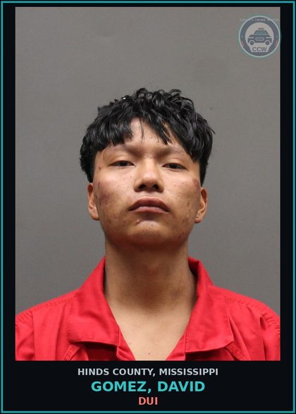 CCW arrest card for Gomez, David in Hinds County: DUI