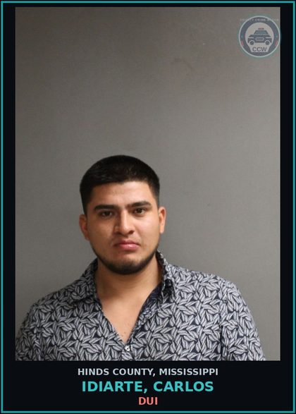 CCW arrest card for Idiarte, Carlos in Hinds County: DUI